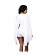 White Gold Buttons Cape Romper