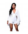 White Gold Buttons Cape Romper