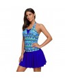 Aztec Print Royal Blue Halterneck One Piece Swimdress