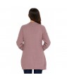 Pink Long Open Front Pocket Cardigan