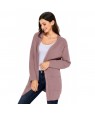 Pink Long Open Front Pocket Cardigan