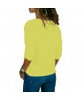 Yellow Long Sleeve V Neck Casual Top