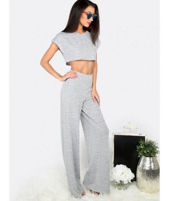 Crop Top With Pocket Wide-leg Pants