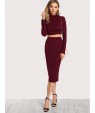 High Neck Crop Top &amp;amp; Pencil Skirt Set