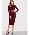 High Neck Crop Top &amp;amp; Pencil Skirt Set