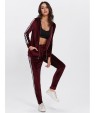 Contrast Stripe Side Velvet Hoodie And Pants