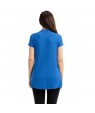 Blue Mock Neck Cut out Short Sleeve Top