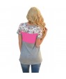 Floral Print Rosy Gray Colorblock T-shirt