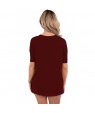 Burgundy Cutout Choker Detail Short Sleeve T-shirts