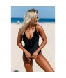 Black Lace Ruffle One Piece Swimsuit