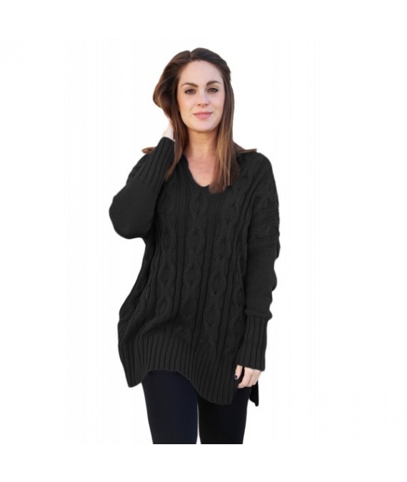 Black Oversized Cozy up Knit Sweater