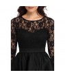 Black Long Sleeve Lace High Low Satin Prom Dress