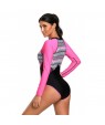 Aztec Print Rosy Rashguard Long Sleeve One Piece Swimsuit