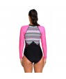 Aztec Print Rosy Rashguard Long Sleeve One Piece Swimsuit