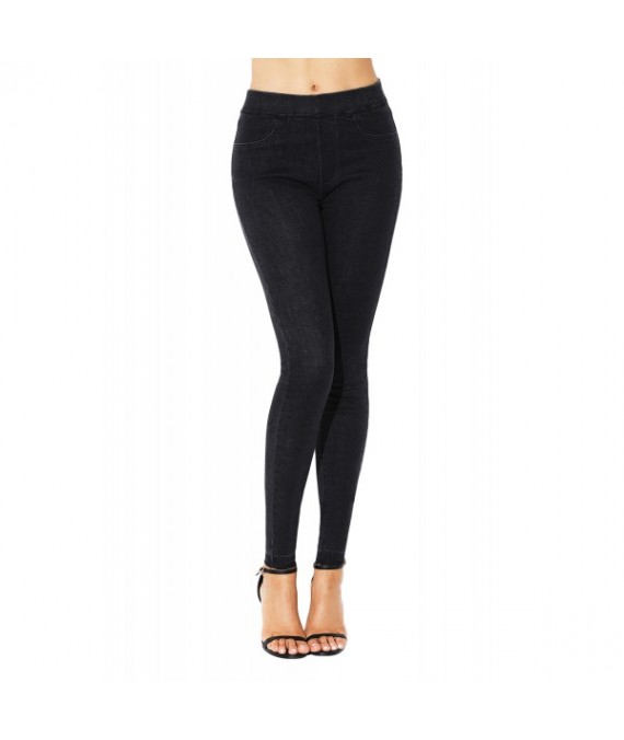 Black Elastic Waist Jeans Stretch Pants for Women