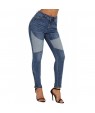 Blue Retro Patch Front Ankle Zipped Jeans