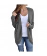 Gray Ribbed Knit Lace Up Back Sweater Cardigan