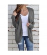 Gray Ribbed Knit Lace Up Back Sweater Cardigan